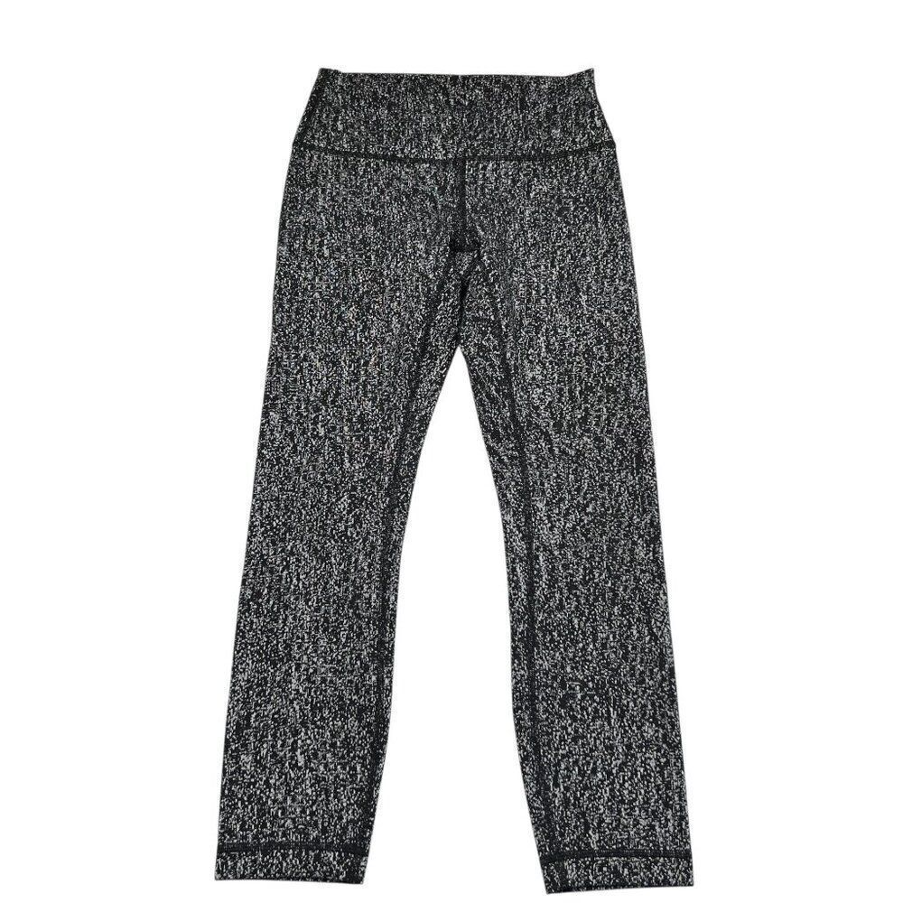 Lululemon High Times Pant Luon Suited Jacquard Black White Leggings Size 6